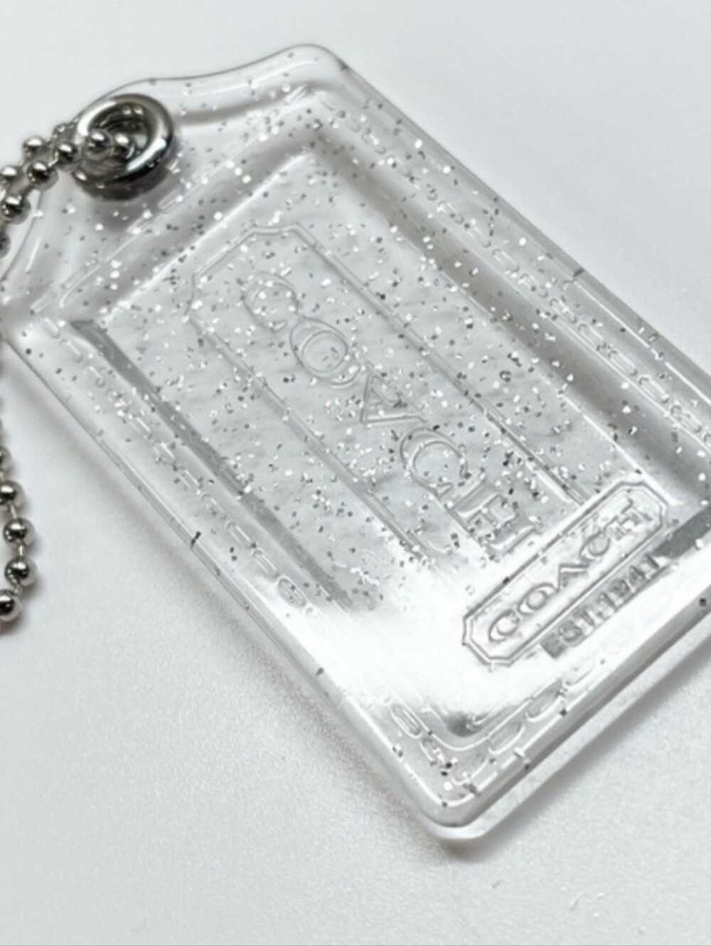 Coach Clear Glitter Hang Tag 1 1/2 inches wide EUC - Picture 3 of 3